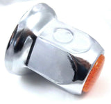 Lug Nut Covers 33mm Push-On Amber Reflector Chrome 2" Tall UP#10038 Set of 60