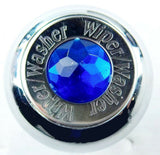 Deluxe Wiper/Washer Control Knob Blue Jewel SS Block Letter 1/4" Shaft GG#95751