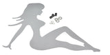 Mud Flap Cut Out Plate Sitting Nude Face Right 17" Wide Chrome 3 Stud GG#90020