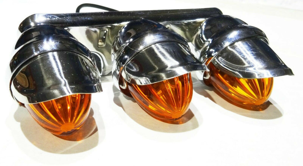 Auxiliary Incandescent Triple Mini Light w/Visor Amber Lens 3 Bulb GG#82780 Each