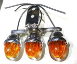 Auxiliary Incandescent Triple Mini Light w/Visor Amber Lens 3 Bulb GG#82780 Each