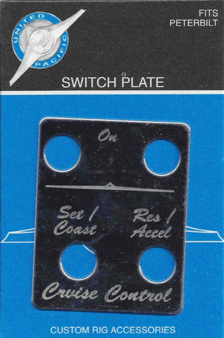 UP Toggle Switch Plate for Peterbilt Cruise Control Stainless Etched #48419