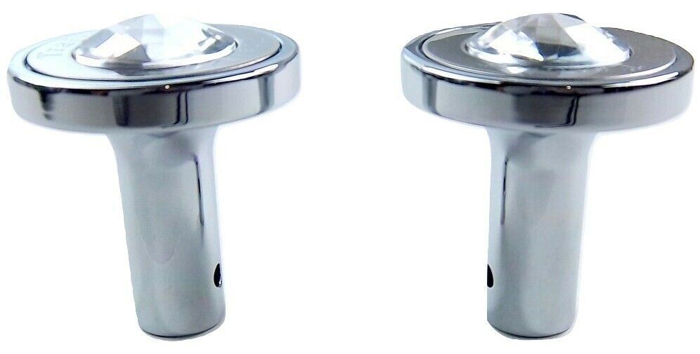 GG Air Brakes Tractor Trailer Knobs Pin Mount w/Clear Jewel Chrome #95822 Set