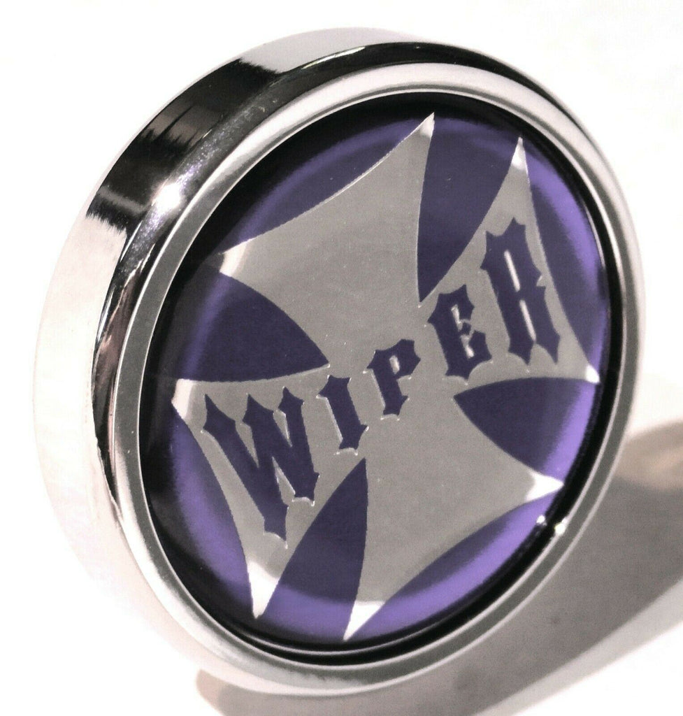 UP Wiper Control Knob Chrome Aluminum w/ Purple Maltese Cross Sticker #23627