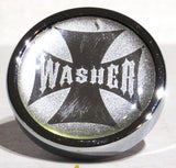 UP Washer Control Knob Chrome Aluminum w/ Silver Maltese Cross Sticker #23623