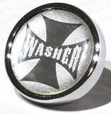 UP Washer Control Knob Chrome Aluminum w/ Silver Maltese Cross Sticker #23623