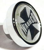 UP Washer Control Knob Chrome Aluminum w/ Silver Maltese Cross Sticker #23623