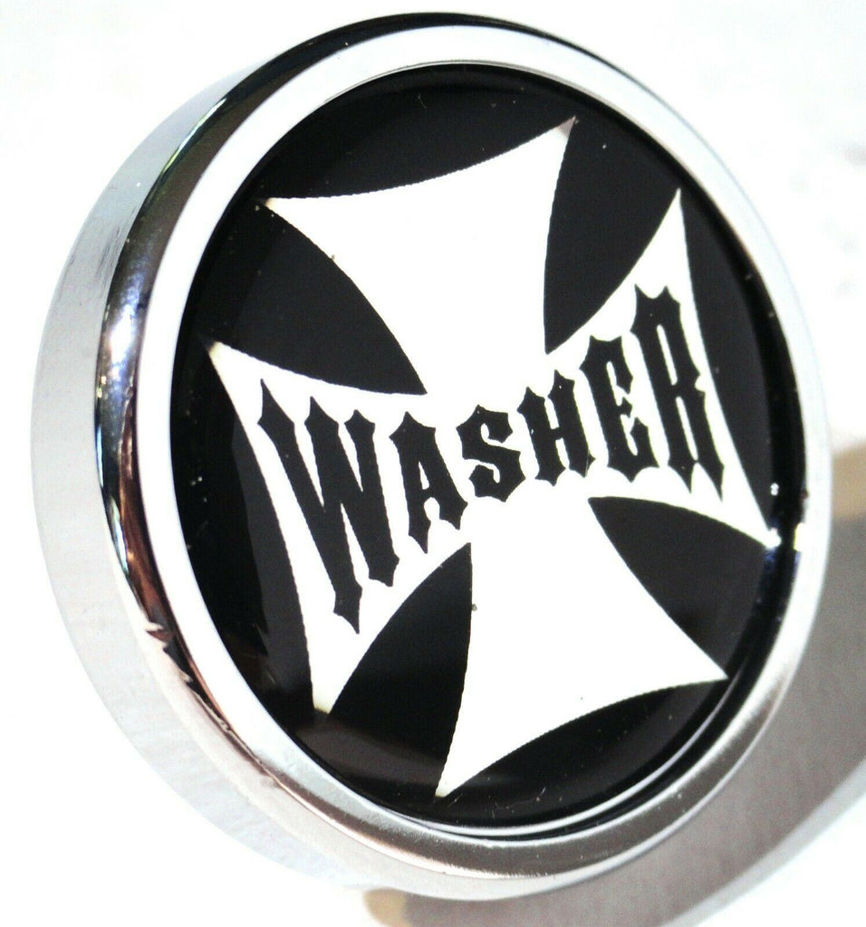 UP Washer Control Knob Chrome Aluminum w/ Black Maltese Cross Sticker #23618