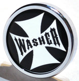 UP Washer Control Knob Chrome Aluminum w/ Black Maltese Cross Sticker #23618