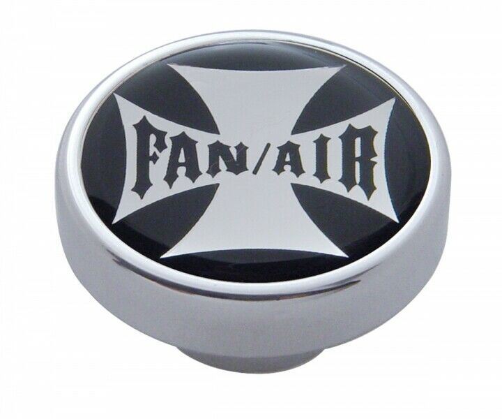 UP Fan Air Control Knob Chrome Aluminum w/ Black Maltese Cross Sticker #23606