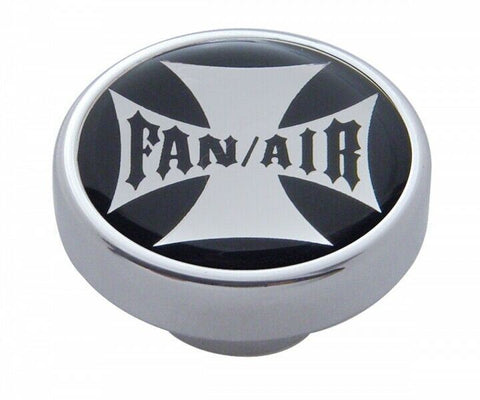 UP Fan Air Control Knob Chrome Aluminum w/ Black Maltese Cross Sticker #23606