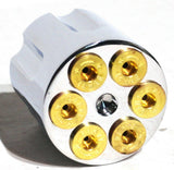 UP Dash Control Knob Gun Cylinder Style Chrome Aluminum 1 7/16" Tall #23398 Each