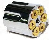 UP Dash Control Knob Gun Cylinder Style Chrome Aluminum 1 7/16" Tall #23398 Each