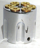 UP Dash Control Knob Gun Cylinder Style Chrome Aluminum 1 7/16" Tall #23398 Each