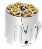 UP Dash Control Knob Gun Cylinder Style Chrome Aluminum 1 7/16" Tall #23398 Each