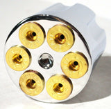 UP Dash Control Knob Gun Cylinder Style Chrome Aluminum 1 7/16" Tall #23398 Each