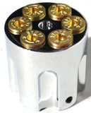 UP Dash Control Knob Gun Cylinder Style Chrome Aluminum 1 7/16" Tall #23398 Each