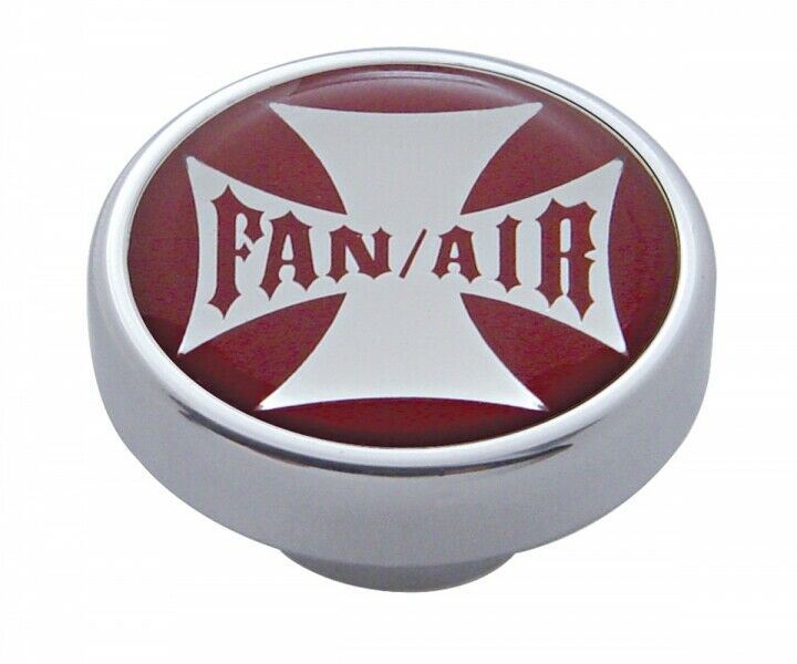 UP Fan Air Control Knob Chrome Aluminum w/ Red Maltese Cross Sticker #23610