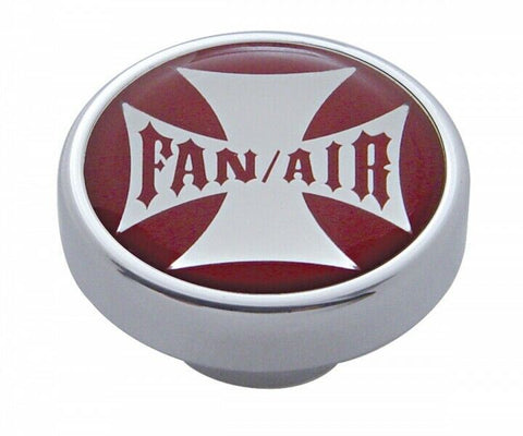 UP Fan Air Control Knob Chrome Aluminum w/ Red Maltese Cross Sticker #23610