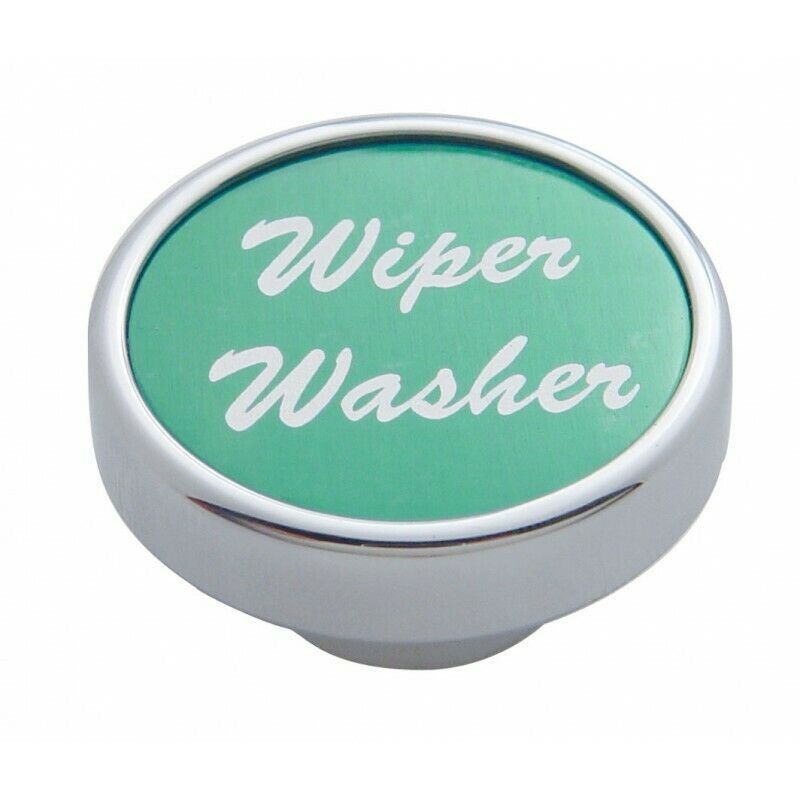 UP Wiper Washer Control Knob Green 1" Aluminum Sticker Chrome Knob #23050 Each