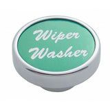 UP Wiper Washer Control Knob Green 1" Aluminum Sticker Chrome Knob #23050 Each
