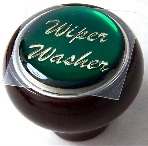 UP Dash Control Knob Wiper Washer 1" Green Glossy Sticker Wood Knob #23562 Each