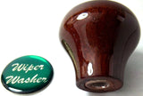 UP Dash Control Knob Wiper Washer 1" Green Glossy Sticker Wood Knob #23562 Each