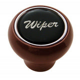 UP Dash Control Knob Wiper 1" Black Glossy Sticker Wood Knob #23554 Each