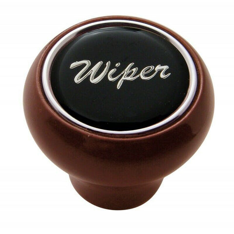 UP Dash Control Knob Wiper 1" Black Glossy Sticker Wood Knob #23554 Each