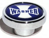 UP Washer Control Knob Chrome Aluminum w/ Blue Maltese Cross Sticker #23619