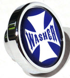 UP Washer Control Knob Chrome Aluminum w/ Blue Maltese Cross Sticker #23619