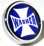 UP Washer Control Knob Chrome Aluminum w/ Blue Maltese Cross Sticker #23619