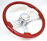 Steering Wheel 4 Spoke with Hub for Peterbilt 1998-2005 Red & Black Zebra Print