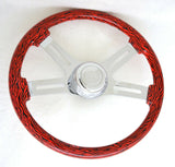 Steering Wheel 4 Spoke with Hub for Peterbilt 1998-2005 Red & Black Zebra Print