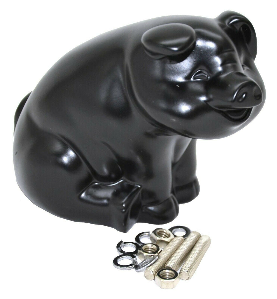 GG Hood Ornament Sitting Pig Matte Black with Base Pad 3 Studs 4" tall #48204