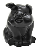 GG Hood Ornament Sitting Pig Matte Black with Base Pad 3 Studs 4" tall #48204