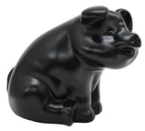 GG Hood Ornament Sitting Pig Matte Black with Base Pad 3 Studs 4" tall #48204