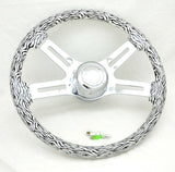 Steering Wheel 4 Spoke for Freightliner 1989-2006 White Black Zebra Print w/Hub