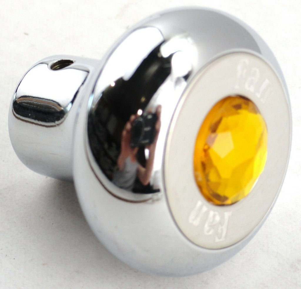 GG Deluxe Fan Knob Chrome Amber Jewel Stainless Steel Plaque Block Letter #95690