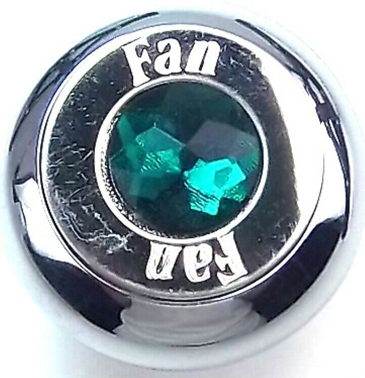GG Deluxe Fan Knob Chrome Green Jewel Stainless Steel Plaque Block Letter #95693