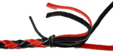 Horn Pull Braided Leather Key Chain 10" Long With 1" Ring Black Red HTS#5025BLR