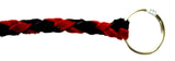 Horn Pull Braided Leather Key Chain 10" Long With 1" Ring Black Red HTS#5025BLR