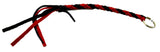 Horn Pull Braided Leather Key Chain 10" Long With 1" Ring Black Red HTS#5025BLR