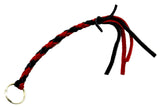 Horn Pull Braided Leather Key Chain 10" Long With 1" Ring Black Red HTS#5025BLR