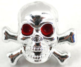 Valve Stem Caps Standard Size Skull Crossbones Red Eyes Plastic UP#70004-4 Pack