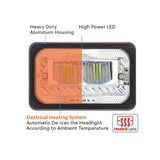 UP Heated LED Headlight High Beam 4" X 6" H4656 Plug 12V/24V Chrome #34132 Each