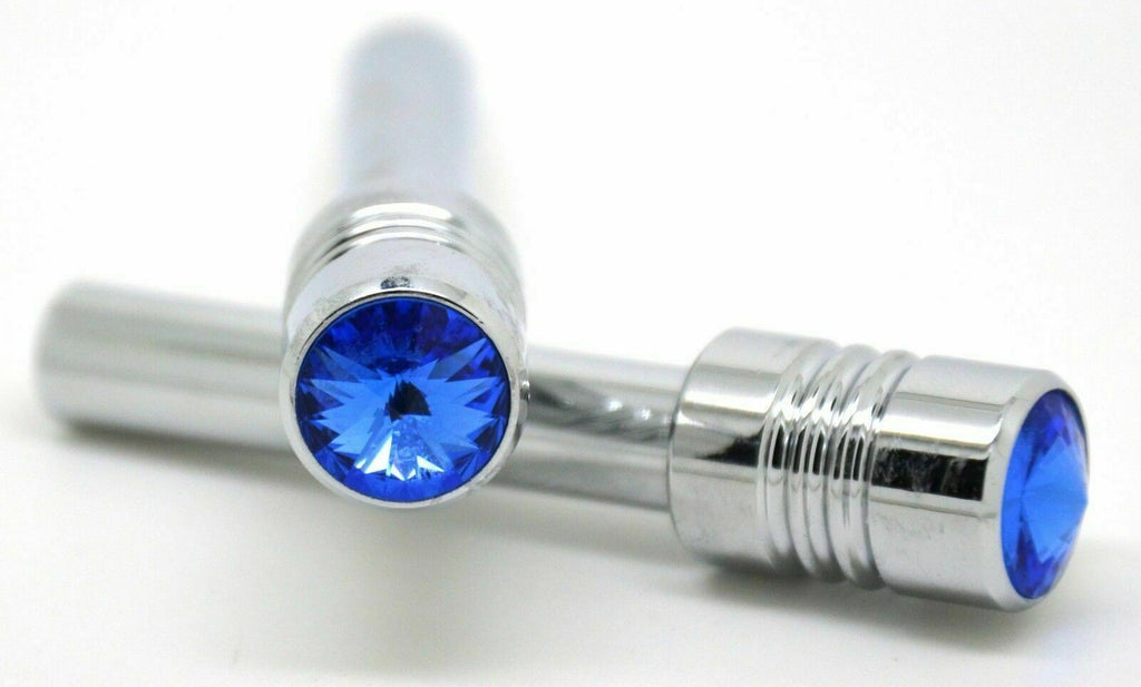 Door Lock Knobs Screw-on Blue Jewel Chrome Aluminum 1/2" I.D. GG#50861 Pair