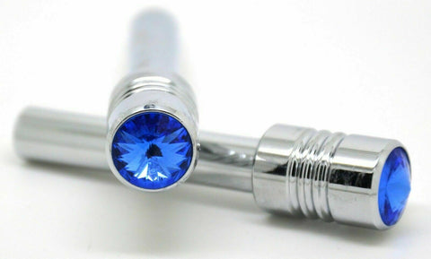 Door Lock Knobs Screw-on Blue Jewel Chrome Aluminum 1/2" I.D. GG#50861 Pair