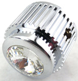 A/C Heater Control Dial Knob Clear Jewel Chrome Plastic 1/4" Shaft UP41153 Each