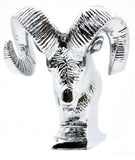 Hood Ornament Rams Head Chrome Die Cast for Flat Surface 3.5" Tall GG#48052